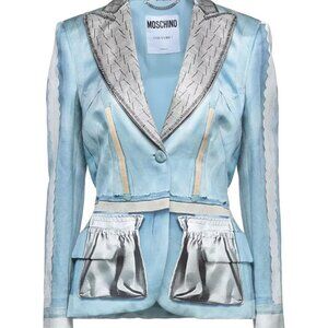 MOSCHINO COUTURE BLUE JACKET Trompe L'oeil Blazer USA 4  IT38 $2.4K 2021 RUNWAY